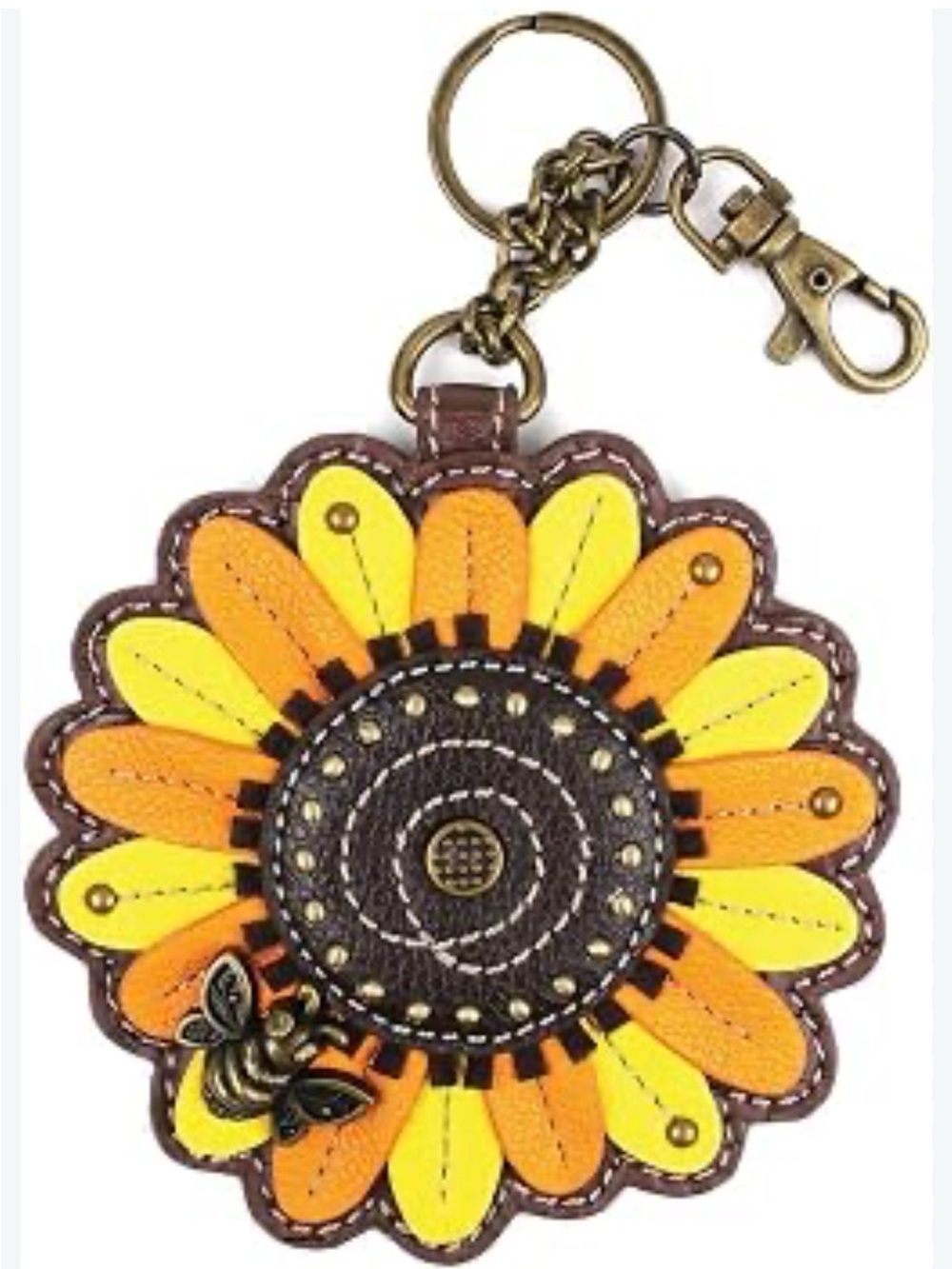 CHALA SUNFLOWER BEE KEY FOB COIN PURSE KEYCHAIN PURSE CHARM